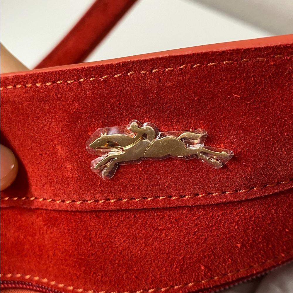Longchamp Penelope Red Soft Leather & Suede Large Tote Bag - Picture 8 of 15